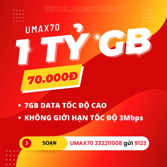 Đăng ký gói UMAX70 Viettel