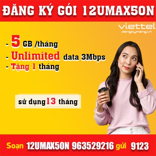 gói 12UMAX50N viettel 12UMAX50N