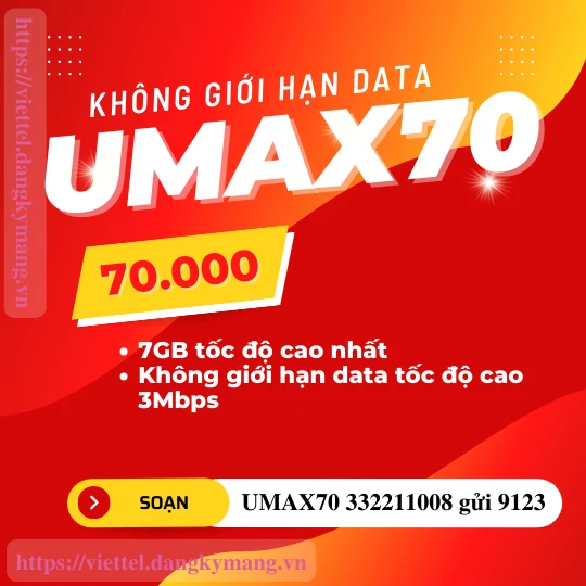 Gói cước UMAX70 Viettel Gói cước UMAX70 Viettel