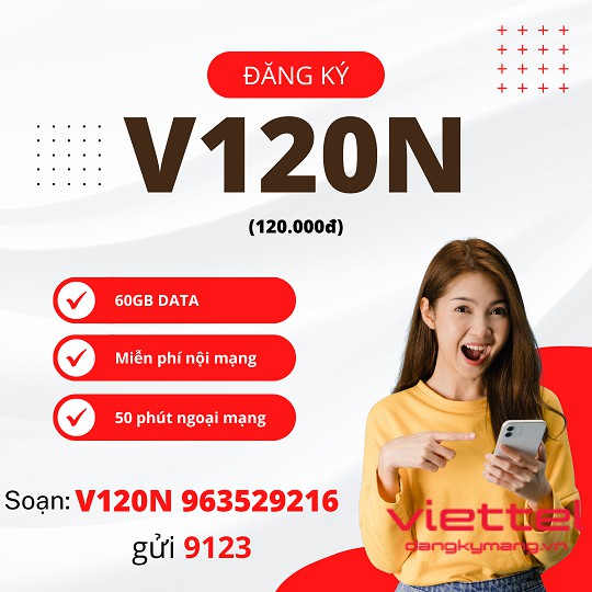 Đăng ký 4G Viettel Đăng ký gói cước V120N của Viettel