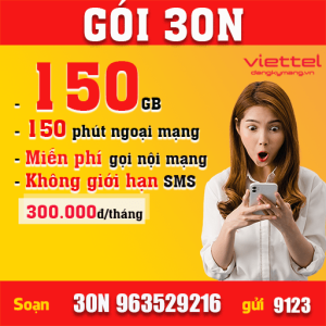 Đăng ký gói cước 30N Viettel