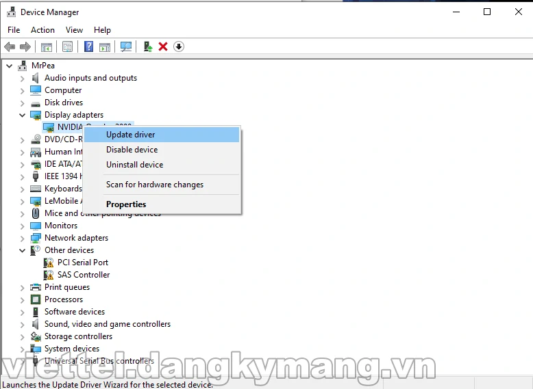 Update driver đồ họa Update driver đồ họa