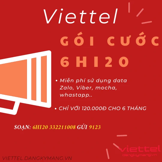 Gói cước 6HI20 Viettel