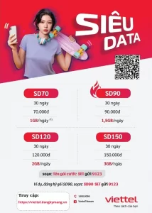 Đăng ký 4G Viettel gói cước data