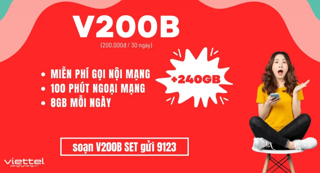 Đăng ký gói V200B Viettel