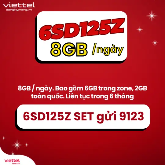 Gói cước Gói 6SD125Z Viettel của viettel