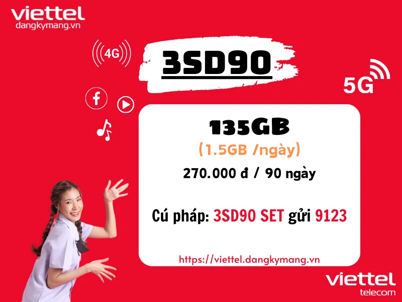 Gói cước 3SD90 Viettel