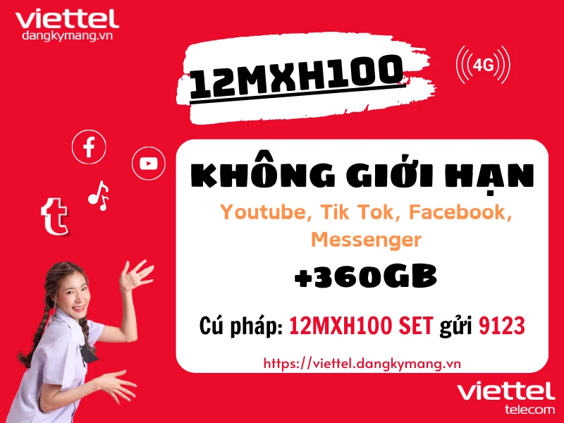 Gói cước 12MXH100 Viettel