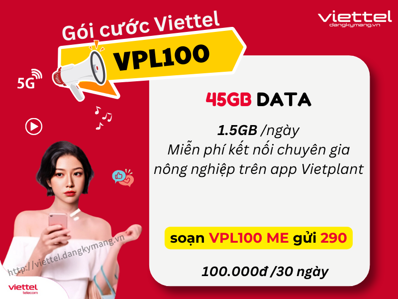 Gói cước Gói VPL100 Viettel của viettel