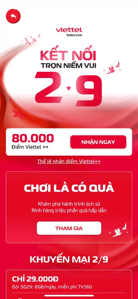 Nhận 80.000 điểm Viettel ++ miễn phí