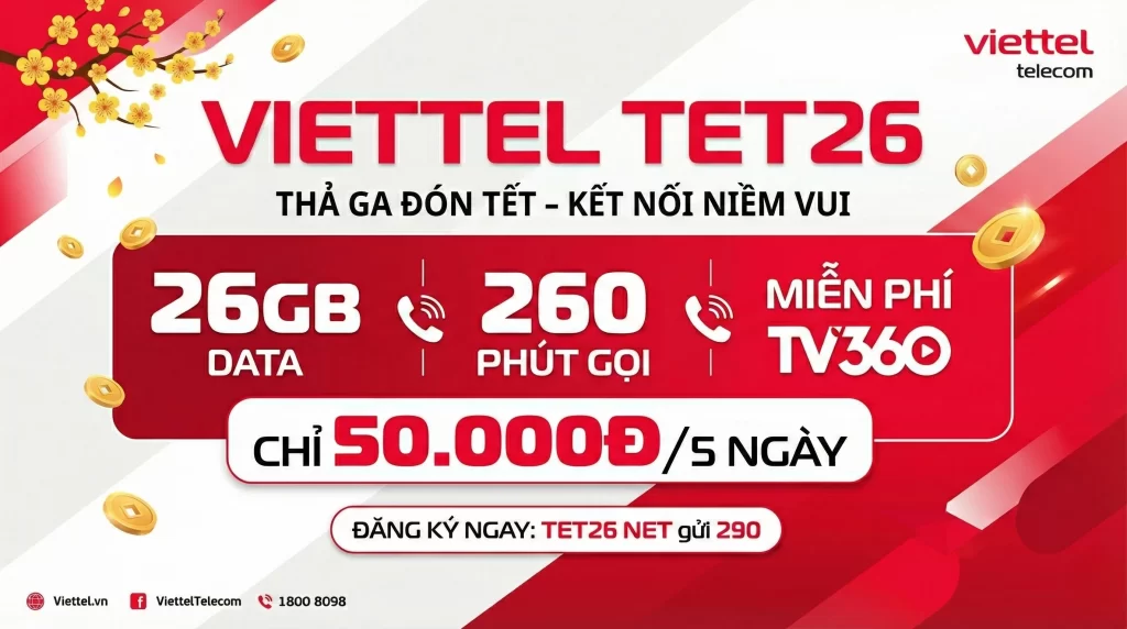 Đăng ký gói 4G Tết của Viettel