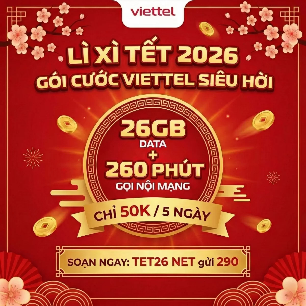 Gói cước TET26 của viettel