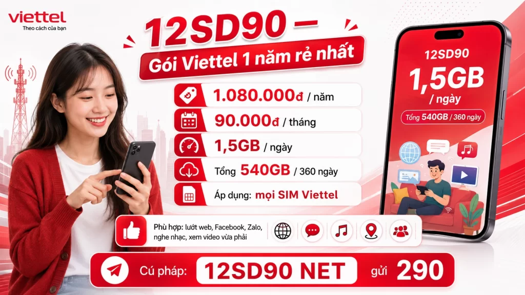 Gói cước Viettel 1 năm rẻ nhất