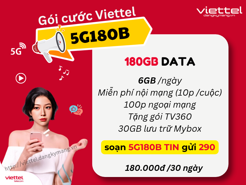 Gói cước 5G180B của viettel