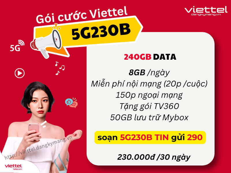 Gói cước 5G230B của viettel