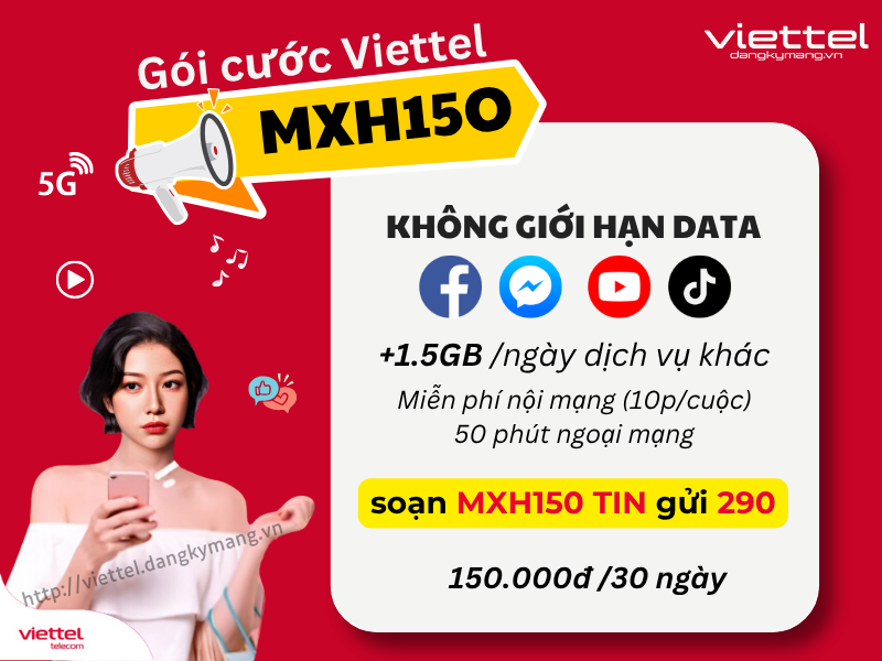 Gói cước MXH150 của viettel