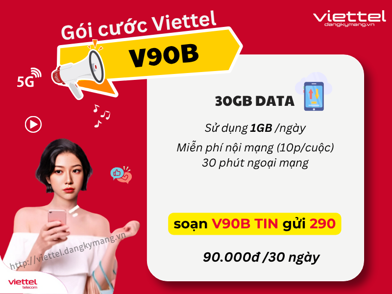 Gói cước Gói V90B Viettel của viettel